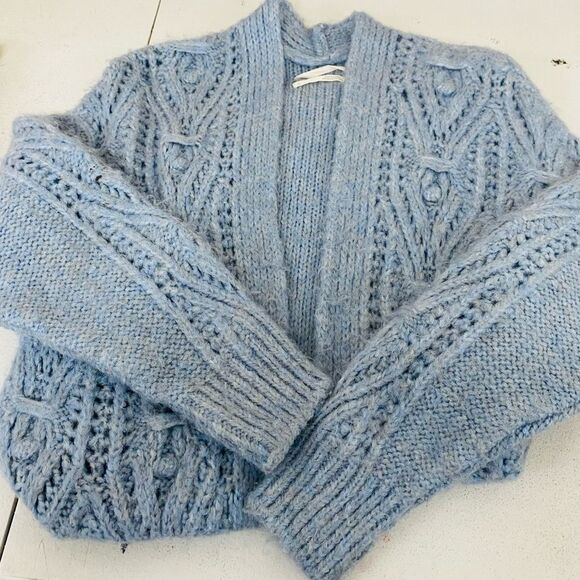 Anthropologie Nuria textured Knit Open Cardigan Dusty blue Size XS - Picture 10 of 10